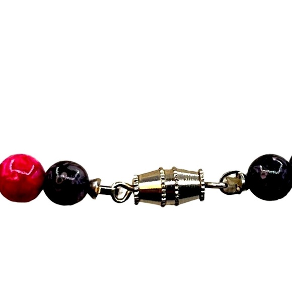 Beaded Necklace With Amethyst and Pink Crackle Quartz Beads - Picture 8 of 9